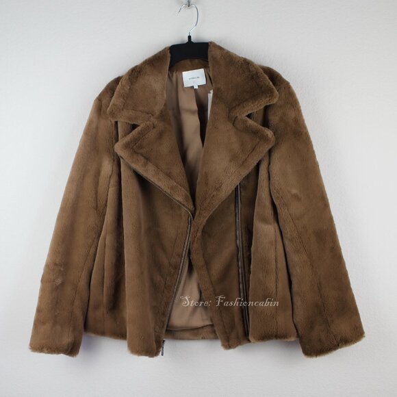 NWT Vince Faux Fur Moto Zip Jacket Coat - Picture 3 of 13